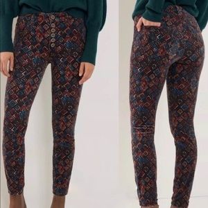 Pilcro High-Rise Skinny Corduroy Print Pants Size 28